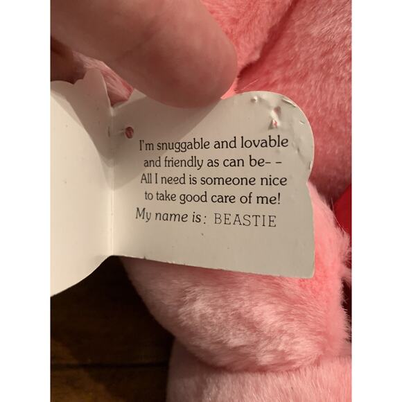 Vintage 1980s Heartline Snuggables Pink Love Bug Beastie, Valentines Day, Read - Picture 6 of 14